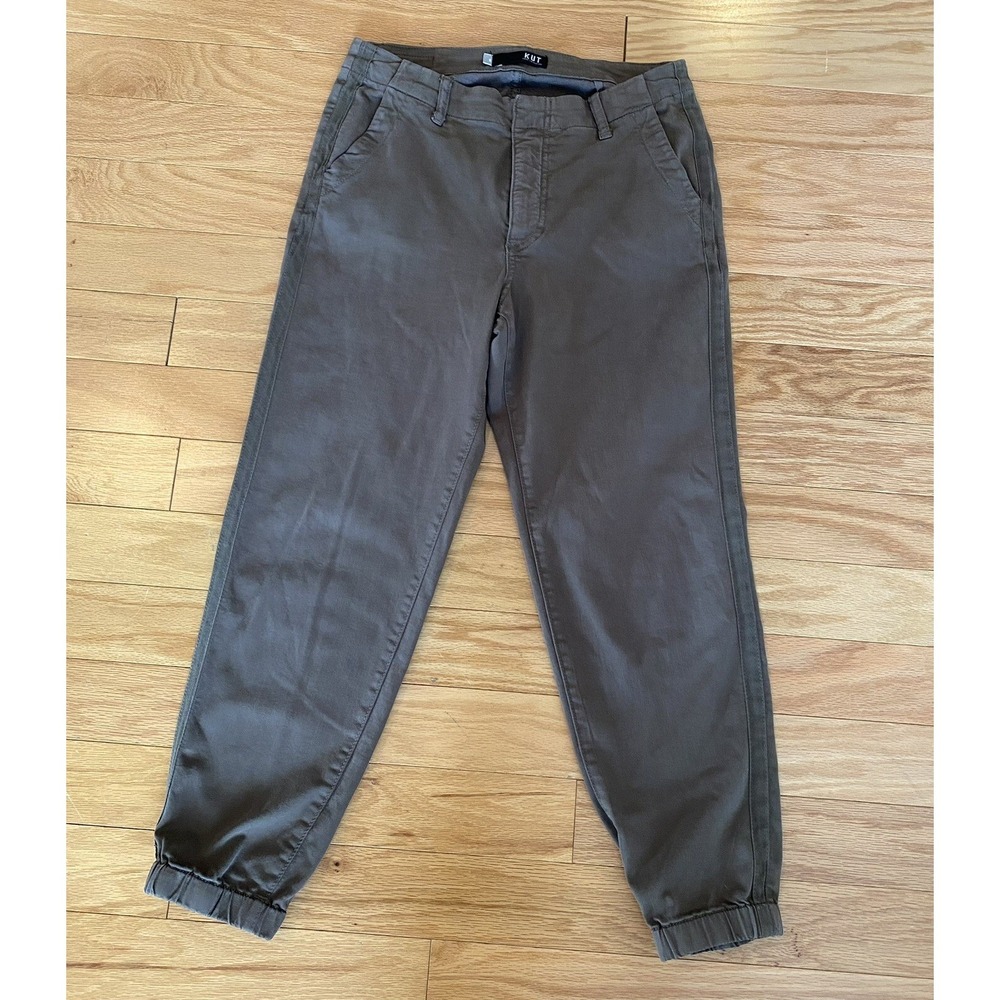Kut From the Kloth Women's size 6 Frida Slim Track Pant High Rise Joggers Olive